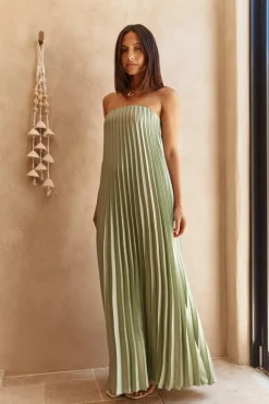 Wedding Guest Dresses|Cocktail Dresses>Hello Molly Gentle Journey Strapless Maxi Dress Sagegreen
