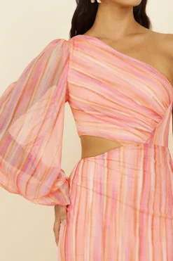 Spring Break Dresses|Long Sleeve Dresses>Hello Molly Getaway Car Midi Dress Pink