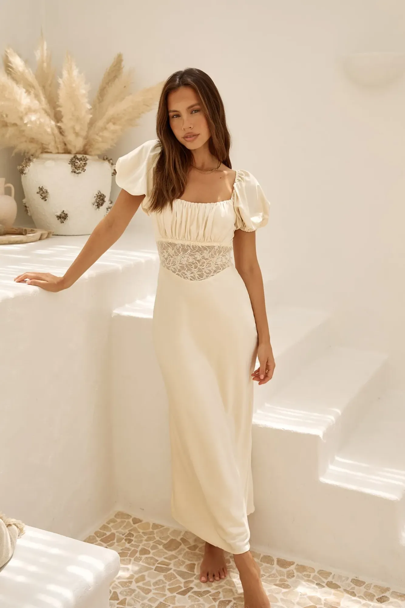 Wedding Guest Dresses|Cocktail Dresses>Hello Molly Gilded Daydreams Satin Maxi Dress Yellow