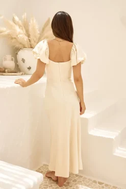 Wedding Guest Dresses|Cocktail Dresses>Hello Molly Gilded Daydreams Satin Maxi Dress Yellow