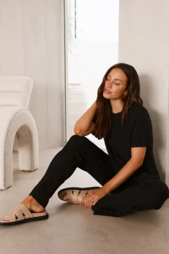 Pants|Two-Piece Pants Set>Hello Molly Giselle Knit Pants Black