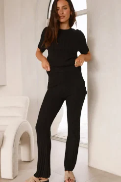 Pants|Two-Piece Pants Set>Hello Molly Giselle Knit Pants Black