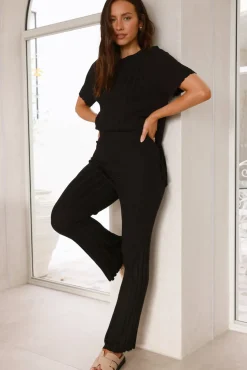 Pants|Two-Piece Pants Set>Hello Molly Giselle Knit Pants Black
