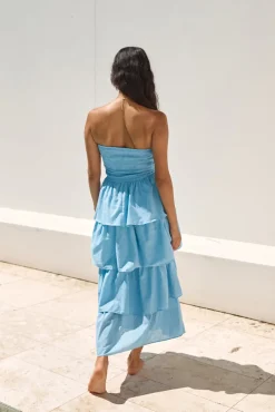 Wedding Guest Dresses|Cocktail Dresses>Hello Molly Glass Slipper Strapless Maxi Dress Blue
