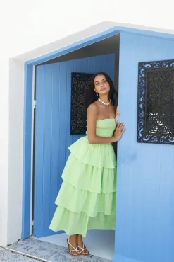 Cocktail Dresses|Vacation Dresses>Hello Molly Glass Slipper Strapless Maxi Dress Green