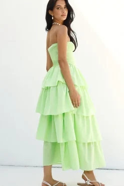 Cocktail Dresses|Vacation Dresses>Hello Molly Glass Slipper Strapless Maxi Dress Green