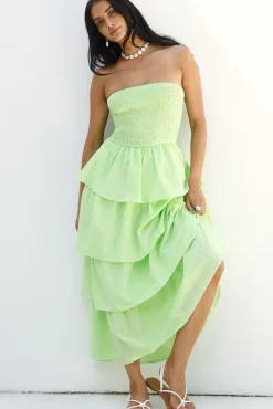 Cocktail Dresses|Vacation Dresses>Hello Molly Glass Slipper Strapless Maxi Dress Green