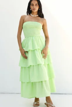 Cocktail Dresses|Vacation Dresses>Hello Molly Glass Slipper Strapless Maxi Dress Green