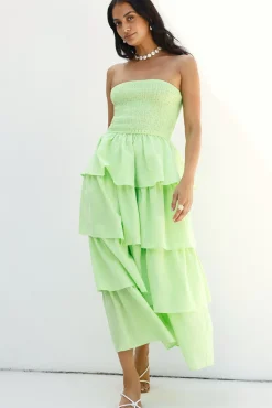 Cocktail Dresses|Vacation Dresses>Hello Molly Glass Slipper Strapless Maxi Dress Green