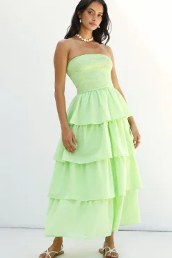 Cocktail Dresses|Vacation Dresses>Hello Molly Glass Slipper Strapless Maxi Dress Green