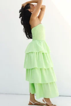 Cocktail Dresses|Vacation Dresses>Hello Molly Glass Slipper Strapless Maxi Dress Green
