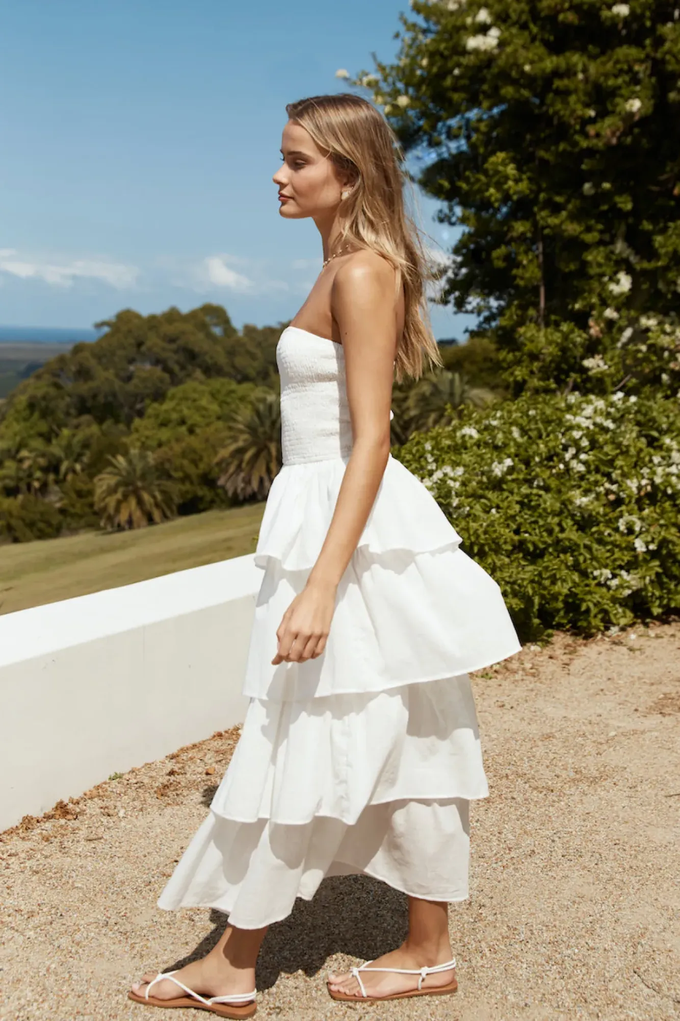 Cocktail Dresses|Vacation Dresses>Hello Molly Glass Slipper Strapless Maxi Dress White