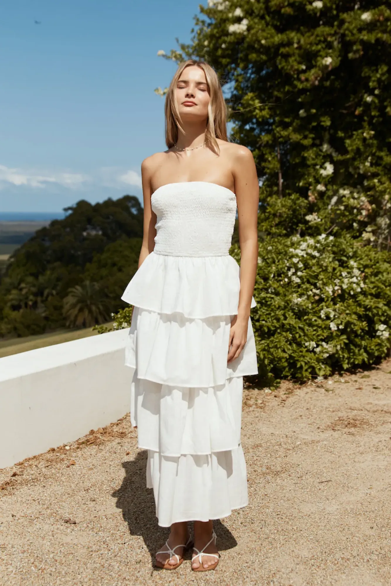Cocktail Dresses|Vacation Dresses>Hello Molly Glass Slipper Strapless Maxi Dress White