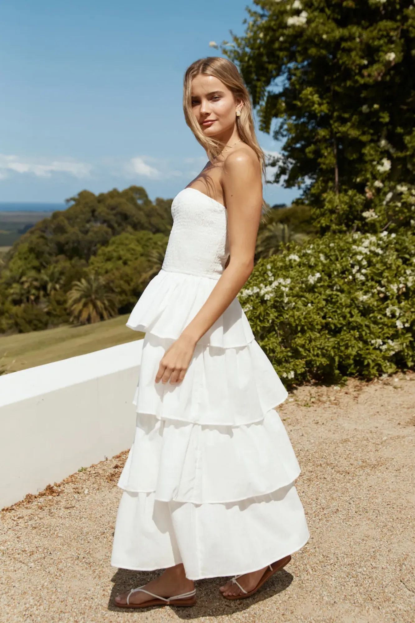 Cocktail Dresses|Vacation Dresses>Hello Molly Glass Slipper Strapless Maxi Dress White