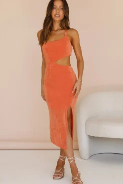 Date Night Dresses|Summer Dresses>Hello Molly Glassy Sky Midi Dress Orange