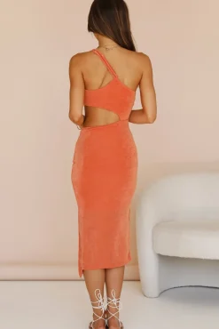 Date Night Dresses|Summer Dresses>Hello Molly Glassy Sky Midi Dress Orange