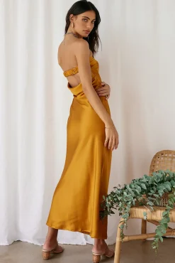 Wedding Guest Dresses|Formal Dresses>Hello Molly Gleam In Gold Maxi Dress Yellow