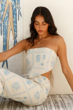 Two-Piece Pants Set>Hello Molly Glistening Waves Set Blue