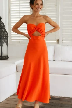 Wedding Guest Dresses|Vacation Dresses>Hello Molly Glowing And Going Maxi Dress Orange
