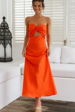 Wedding Guest Dresses|Vacation Dresses>Hello Molly Glowing And Going Maxi Dress Orange