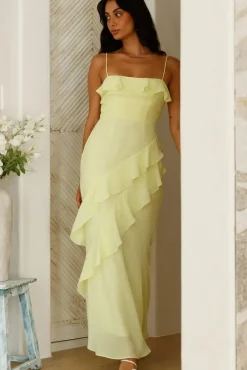 Wedding Guest Dresses|Cocktail Dresses>Hello Molly Glowing Goddess Maxi Dress Lime