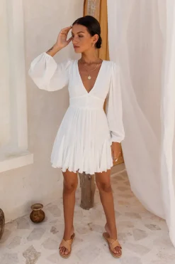 Spring Break Dresses|Date Night Dresses>Hello Molly Going Solar Dress White