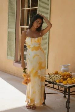 Wedding Guest Dresses|Cocktail Dresses>Hello Molly Golden Hour Maxi Dress Yellow
