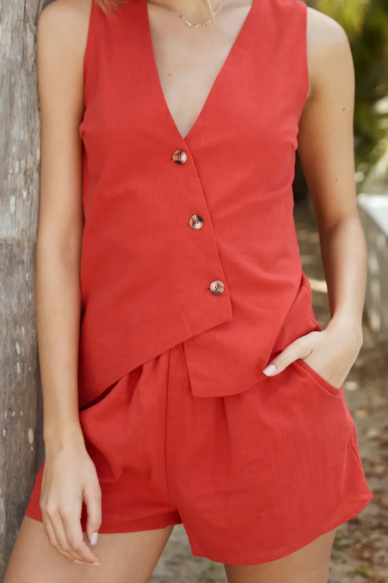 Shorts|Fashion Tops And Vests>Hello Molly Golden Hour Set Red