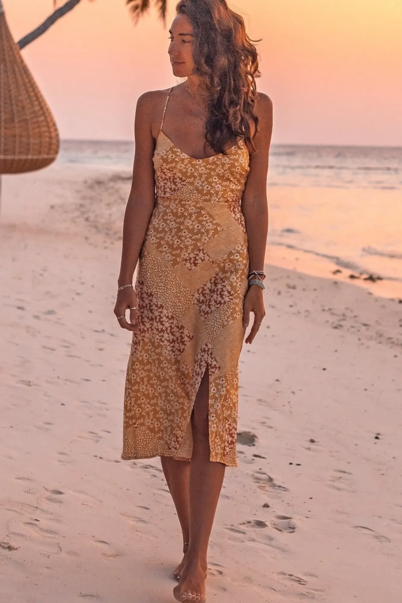 Cocktail Dresses|Spring Break Dresses>Hello Molly Golden Rivers Midi Dress