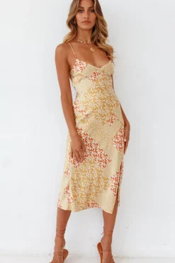 Cocktail Dresses|Spring Break Dresses>Hello Molly Golden Rivers Midi Dress