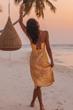 Cocktail Dresses|Spring Break Dresses>Hello Molly Golden Rivers Midi Dress