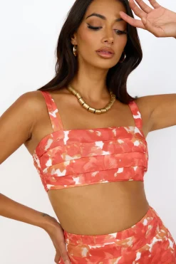 Cropped>Hello Molly Golden Sunset Crop Top Orange