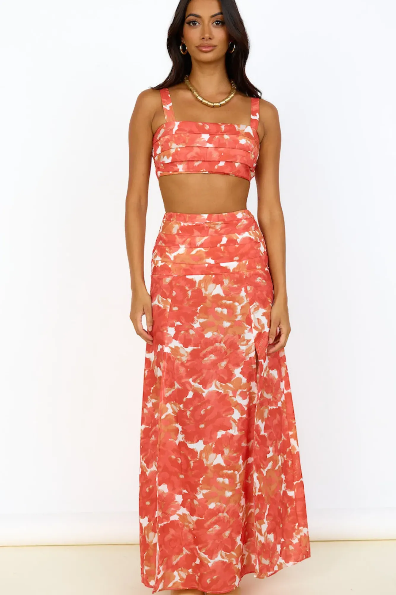 Cropped>Hello Molly Golden Sunset Crop Top Orange