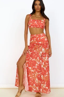 Skirts|Skirt And Top Sets>Hello Molly Golden Sunset Maxi Skirt Orange