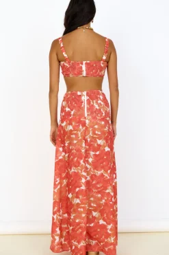 Skirts|Skirt And Top Sets>Hello Molly Golden Sunset Maxi Skirt Orange