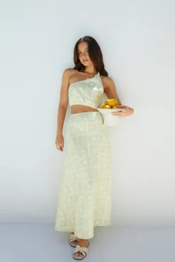 Vacation Dresses|Brunch Dresses>Hello Molly Golden Tides Midi Dress Yellow