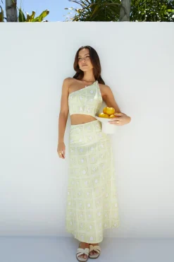 Vacation Dresses|Brunch Dresses>Hello Molly Golden Tides Midi Dress Yellow