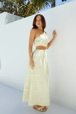 Vacation Dresses|Brunch Dresses>Hello Molly Golden Tides Midi Dress Yellow
