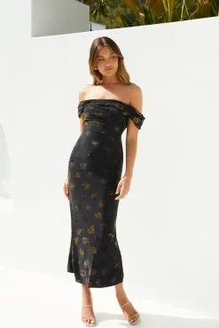 Wedding Guest Dresses|Cocktail Dresses>Hello Molly Golden Twilight Midi Dress Black