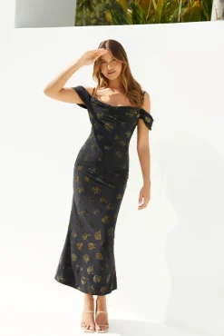Wedding Guest Dresses|Cocktail Dresses>Hello Molly Golden Twilight Midi Dress Black