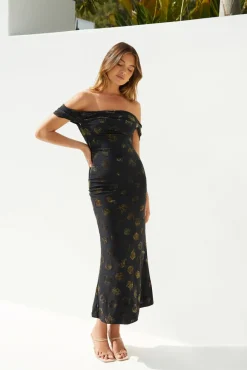 Wedding Guest Dresses|Cocktail Dresses>Hello Molly Golden Twilight Midi Dress Black