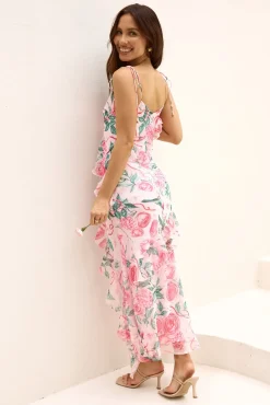 Cocktail Dresses|Floral Dresses>Hello Molly Goodnight Kisses Maxi Dress Pink