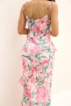 Cocktail Dresses|Floral Dresses>Hello Molly Goodnight Kisses Maxi Dress Pink