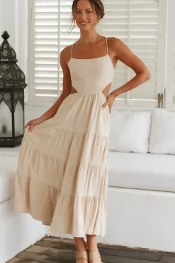 Spring Break Dresses|Bump Friendly>Hello Molly Got The Sun Maxi Dress Beige