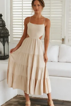 Spring Break Dresses|Bump Friendly>Hello Molly Got The Sun Maxi Dress Beige