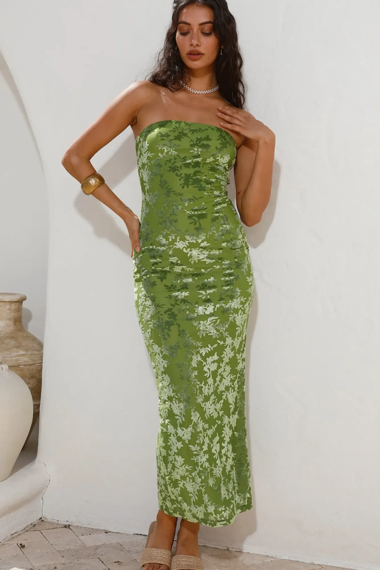 Vacation Dresses|Brunch Dresses>Hello Molly Grass Is Greener Maxi Dress Green
