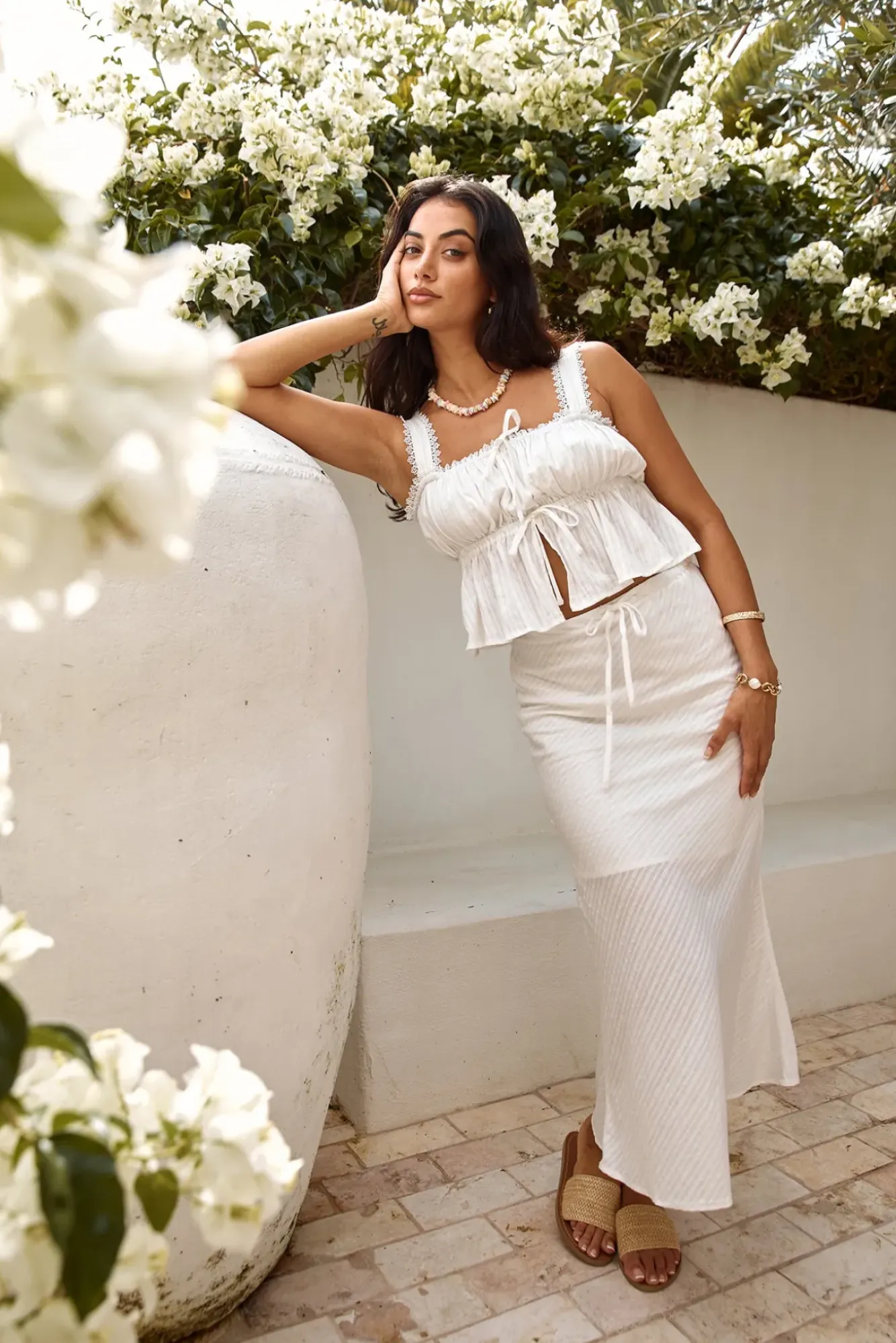 Cropped|Skirt And Top Sets>Hello Molly Gypsophila Crop Top White