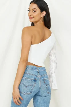 Long Sleeve|Cropped>Hello Molly Hand On My Heart Crop Top White