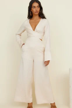 Rompers|Jumpsuits>Hello Molly Happy Moments Jumpsuit Beige