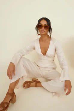 Rompers|Jumpsuits>Hello Molly Happy Moments Jumpsuit Beige